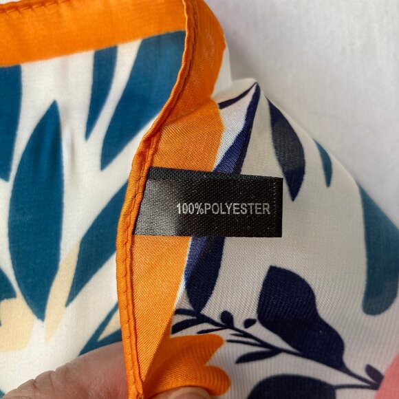 Floral Flower Scarf Wrap Multicolor Square Summer 27" X 27" Orange Blue Yellow - Picture 9 of 13